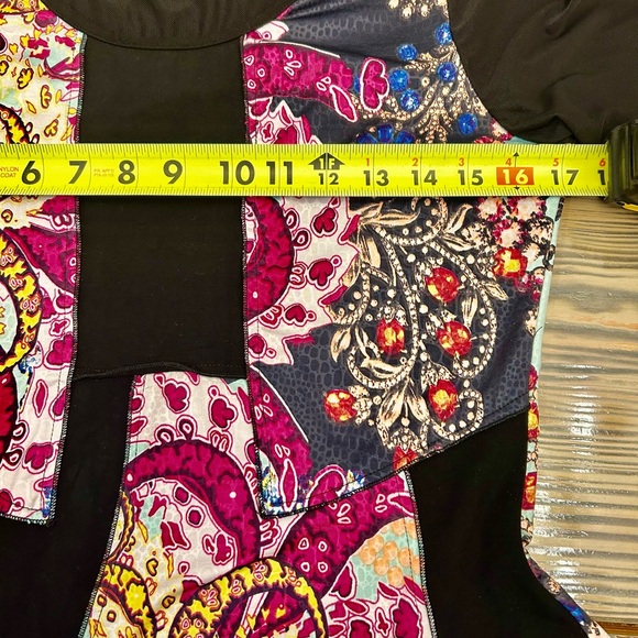 From the Heart woman’s Black Artsy lagenlook mesh colorful tunic blouse M - Picture 9 of 14